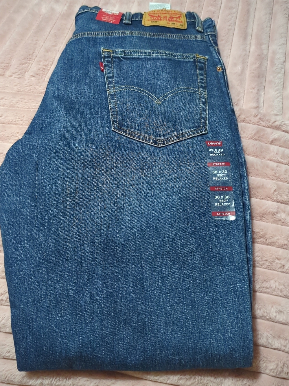 Levis 550 Relaxed Fit Jeans Mens 38x30 Medium Wash Blue 100% Cotton Denim NWT